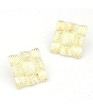 Vintage Weaving Prints Square Ear Studs - Golden