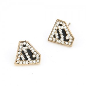 Rhinestone Inlaid Superman Symbol Fashion Ear Studs