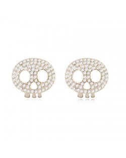 Austrian Crystal Inlaid Elf Skull Fashion Ear Studs - Transparent