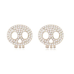 Austrian Crystal Inlaid Elf Skull Fashion Ear Studs - Transparent