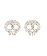 Austrian Crystal Inlaid Elf Skull Fashion Ear Studs - Transparent