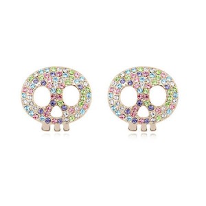 Austrian Crystal Inlaid Elf Skull Fashion Ear Studs - Multicolor
