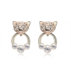 Austrian Crystal Cunning Fox Earrings - Transparent