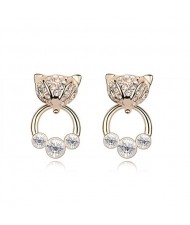 Austrian Crystal Cunning Fox Earrings - Transparent