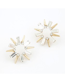 Rhinestone Inlaid Radial Shape Flower Ear Studs