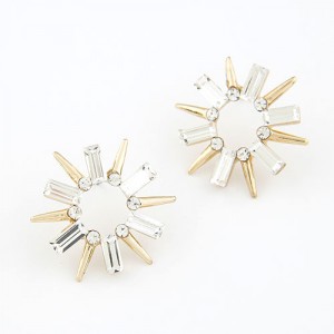 Rhinestone Inlaid Radial Shape Flower Ear Studs