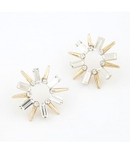 Rhinestone Inlaid Radial Shape Flower Ear Studs