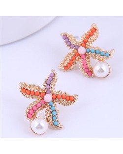 Cute Starfish Design Alloy Earrings