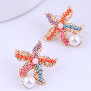 Cute Starfish Design Alloy Earrings