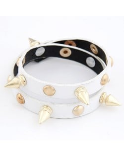 Dual Layer Rivets Punk Fashion Bracelet - White