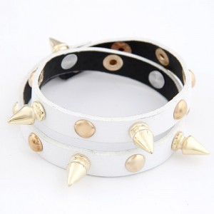 Dual Layer Rivets Punk Fashion Bracelet - White