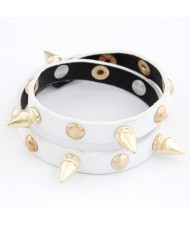 Dual Layer Rivets Punk Fashion Bracelet - White