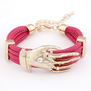 Golden Hand Fashion Design Leather Bracelet - Rose