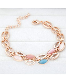 Dual Lines Ellipse Design Bracelet - Multicolor