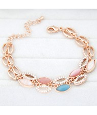 Dual Lines Ellipse Design Bracelet - Multicolor
