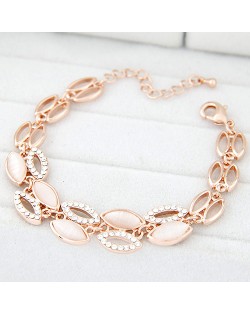 Dual Lines Ellipse Design Bracelet - White