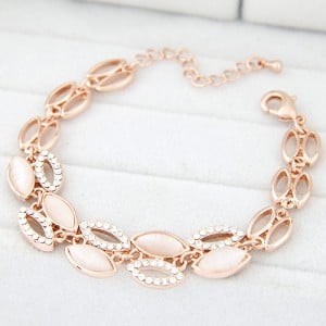Dual Lines Ellipse Design Bracelet - White