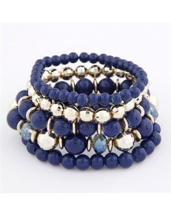 Western Region Fashion Plastic Beads Multi-layer Elastic Bracelet - Blue