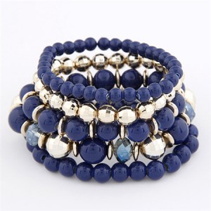 Western Region Fashion Plastic Beads Multi-layer Elastic Bracelet - Blue