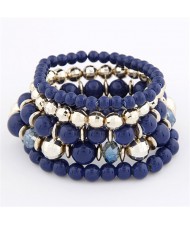 Western Region Fashion Plastic Beads Multi-layer Elastic Bracelet - Blue
