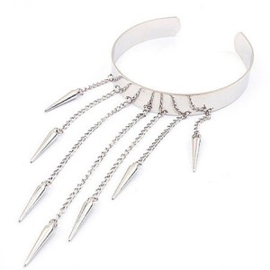 Rivets Tassel Design Glossy Cuff Bangle
