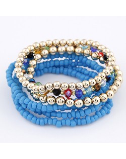 Bohemian Fashion Assorted Beads Multi-layer Bracelet - Blue