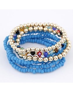 Bohemian Fashion Assorted Beads Multi-layer Bracelet - Blue