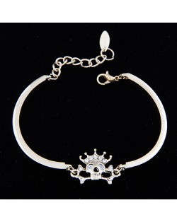 Korean Fashion Rhinestone Inlaid Skull King Bracelet