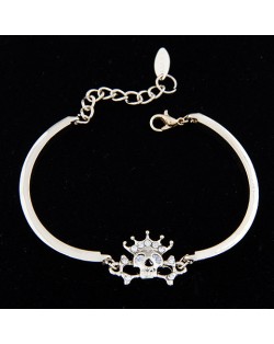 Korean Fashion Rhinestone Inlaid Skull King Bracelet