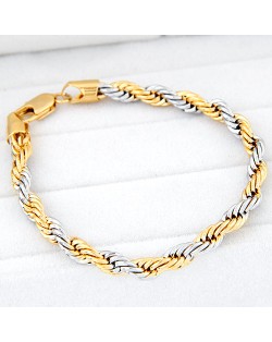 Punk Fashion Golden and Silver Mingled Weaving Style Man Bracelet
