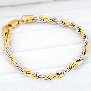 Punk Fashion Golden and Silver Mingled Weaving Style Man Bracelet