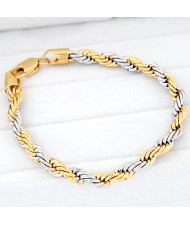 Punk Fashion Golden and Silver Mingled Weaving Style Man Bracelet