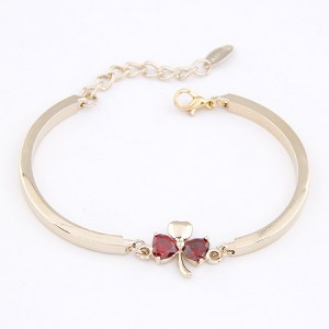 Sweet Korean Fashion Three-leaf Clover Bracelet - Red