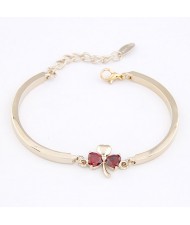 Sweet Korean Fashion Three-leaf Clover Bracelet - Red