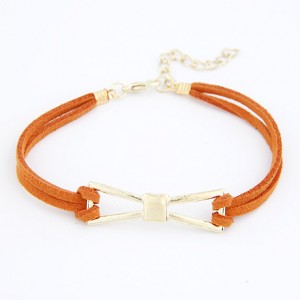 Metallic Bow-tie Rope Bracelet - Orange