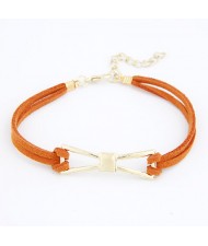 Metallic Bow-tie Rope Bracelet - Orange