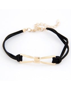 Metallic Bow-tie Rope Bracelet - Black