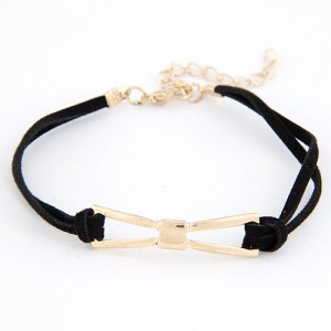 Metallic Bow-tie Rope Bracelet - Black