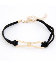 Metallic Bow-tie Rope Bracelet - Black