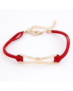 Metallic Bow-tie Rope Bracelet - Red