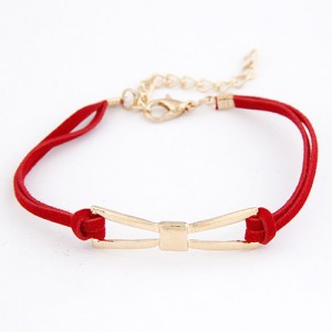 Metallic Bow-tie Rope Bracelet - Red