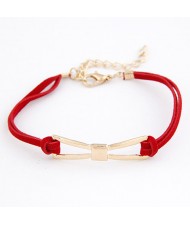 Metallic Bow-tie Rope Bracelet - Red