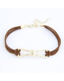 Metallic Bow-tie Rope Bracelet - Brown