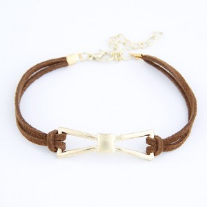 Metallic Bow-tie Rope Bracelet - Brown