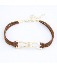 Metallic Bow-tie Rope Bracelet - Brown