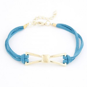 Metallic Bow-tie Rope Bracelet - Blue