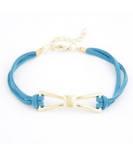 Metallic Bow-tie Rope Bracelet - Blue