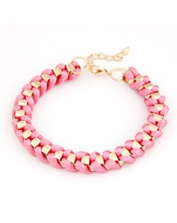 Western Simple Style Rope Weaving Bracelet - Pink