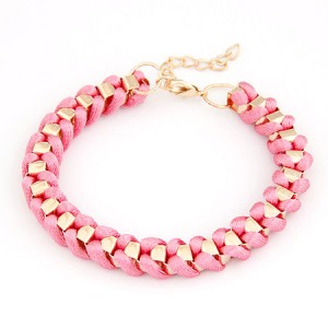 Western Simple Style Rope Weaving Bracelet - Pink