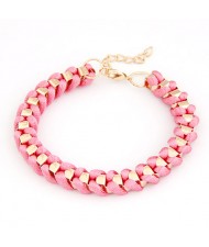 Western Simple Style Rope Weaving Bracelet - Pink